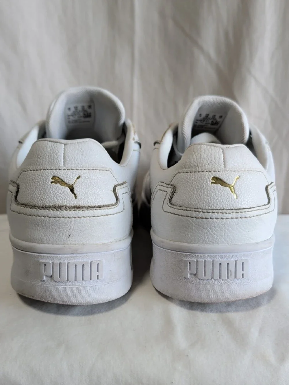 Puma Men’s Court Classic Lux White Sneakers with Gold Accents Sz 12